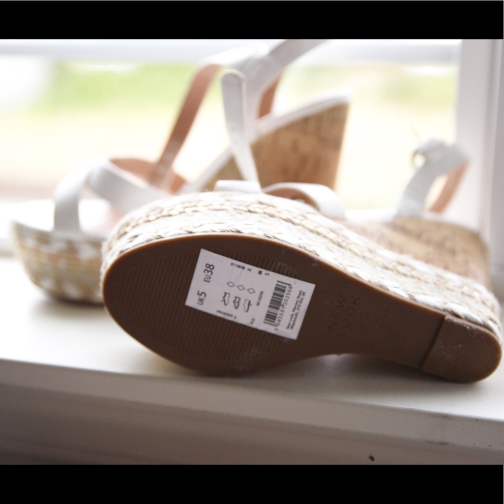New look cork and espadrille sandals wedges/white - Picture 4 of 4